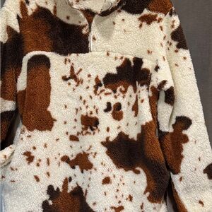 Women's Sz Small Long Sleeve Cow Print Pullover Jacket Very Nice sku 3378